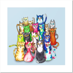 Gang of colorful cats Posters and Art